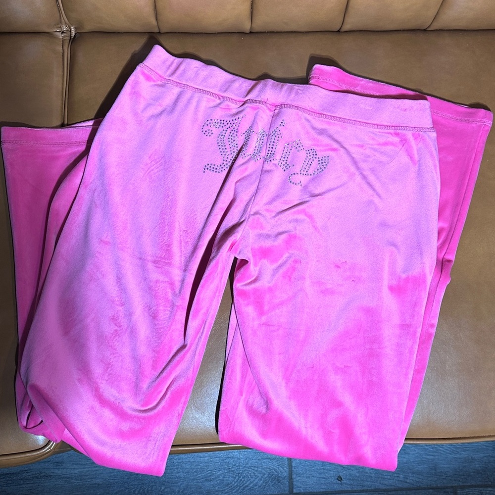 Juicy Couture Velour Track Pants Hot Pink / Silver